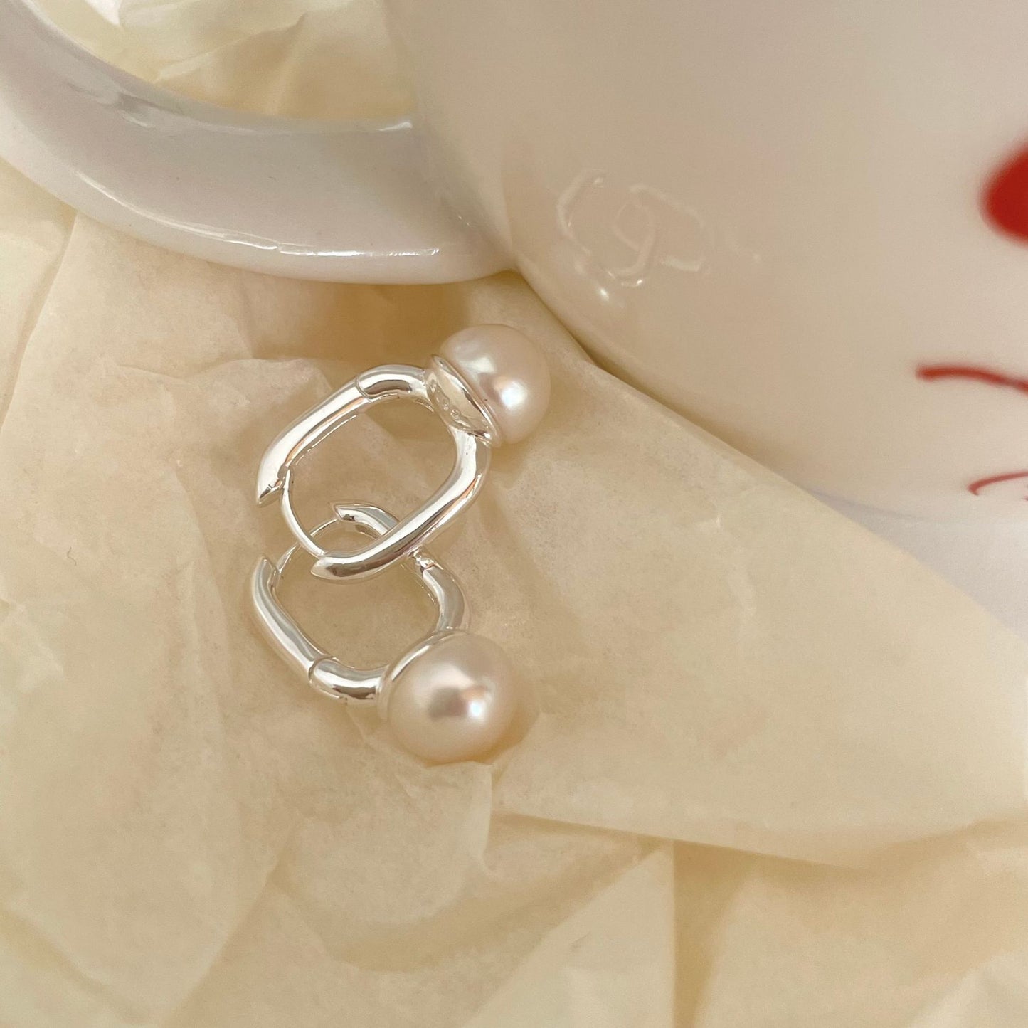 Pendientes de perla cultivada de plata de ley 925 minimalistas con forma de gota de agua para mujer