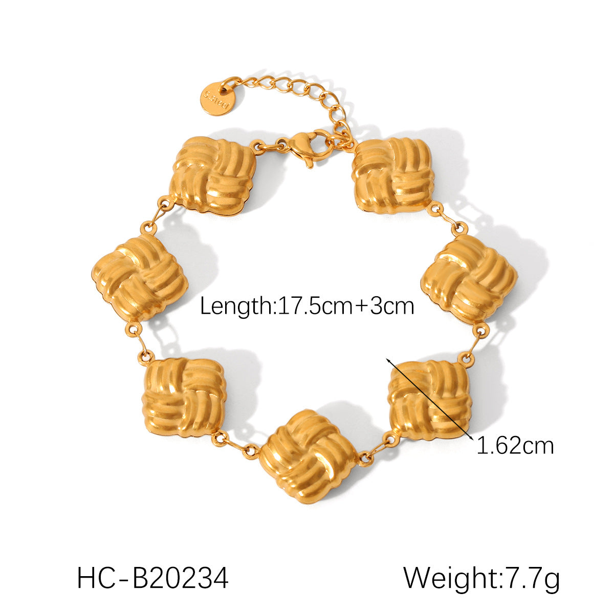 18K Gold Plated Stainless Steel Bracelet with Butterfly Shell Water Drop Flower Geometric Cube Pig Nose Clasp