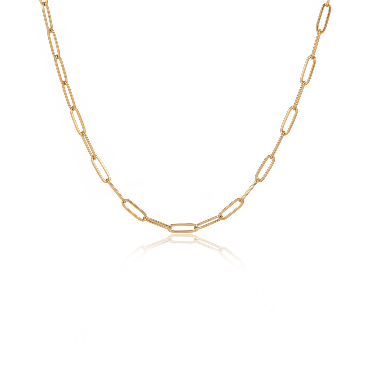 Collar de Hoja de Acero Inoxidable Minimalista para Mujer con Acabado Chapado y Cadena a la Altura de la Clavícula