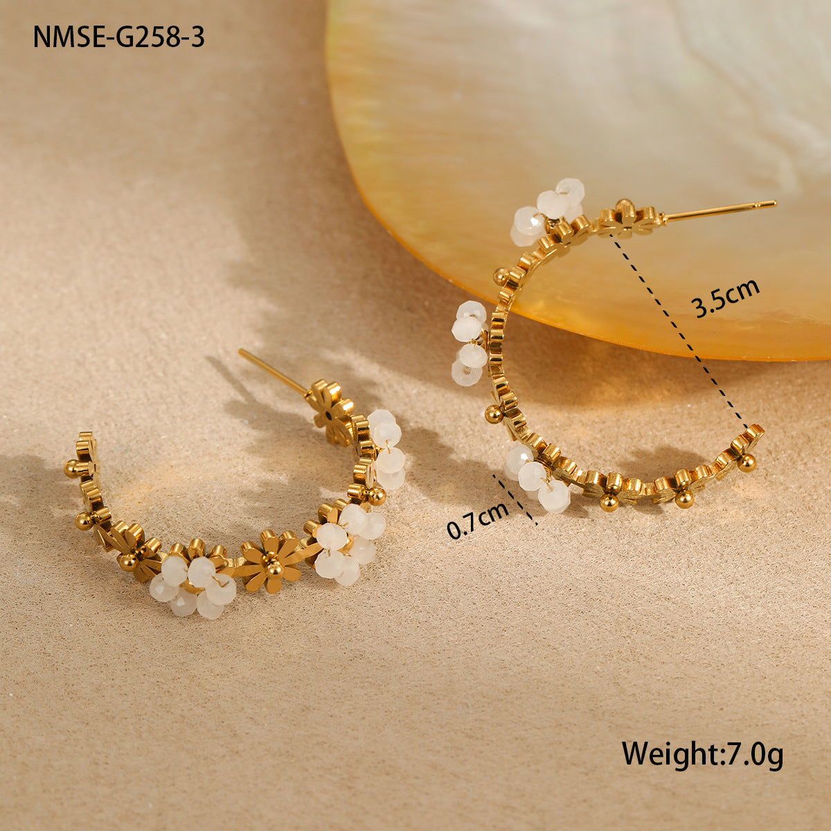 Pendientes de aro de acero inoxidable con forma de margaritas de moda para mujer, con acabado chapado, diseño floral elegante