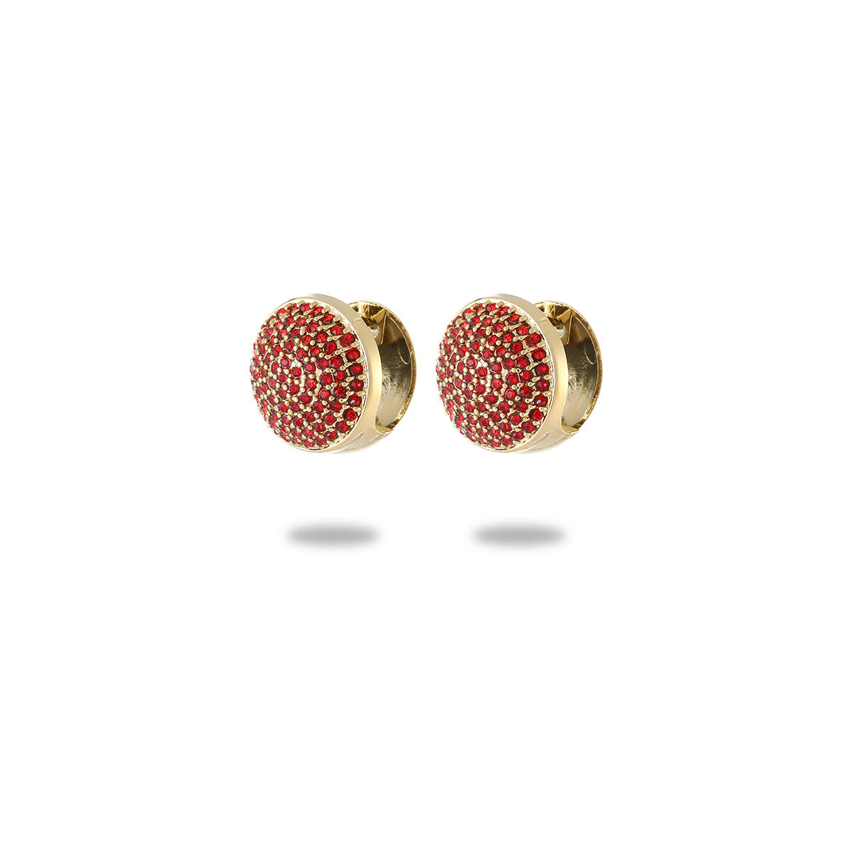 Pendientes de botón redondos geométricos de acero inoxidable con estilo francés vintage y acabado chapado para mujer