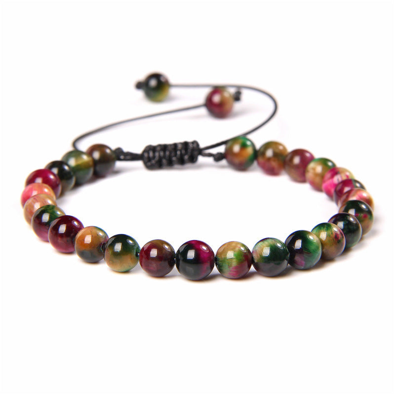 Sweet Sporty Geometric Natural White Crystal Stretch Bracelet 6mm Unisex Handmade Energy Bangle
