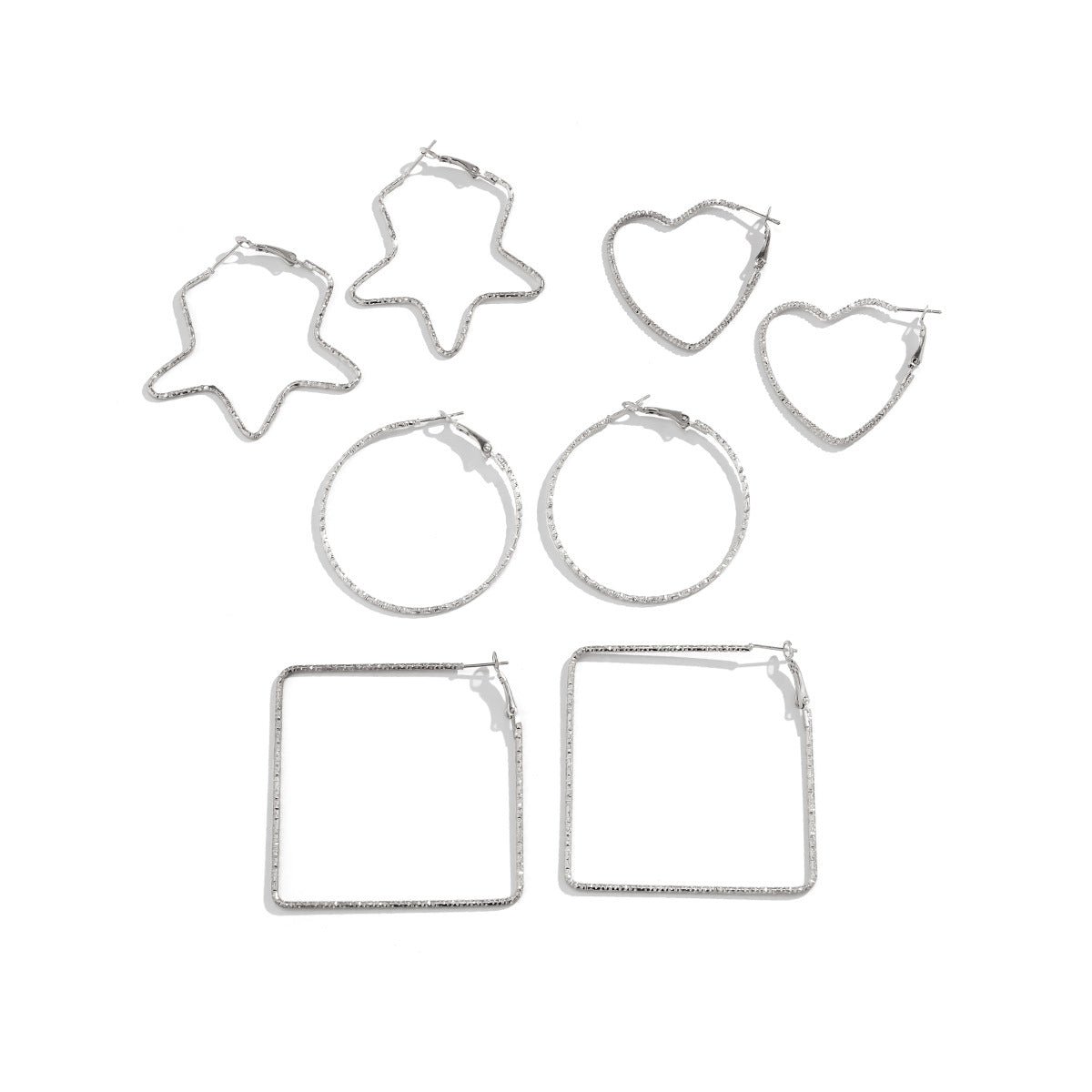 French Vintage Style Star and Heart Shaped Imitation Pearl Stud Earrings with Plated Finish for Women
