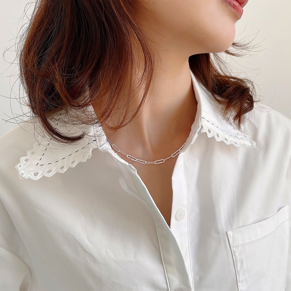 Minimalist Round Geometric Silver Necklace with Iridescent Finish, 925 Sterling Silver Snake Chain, Short Choker Style