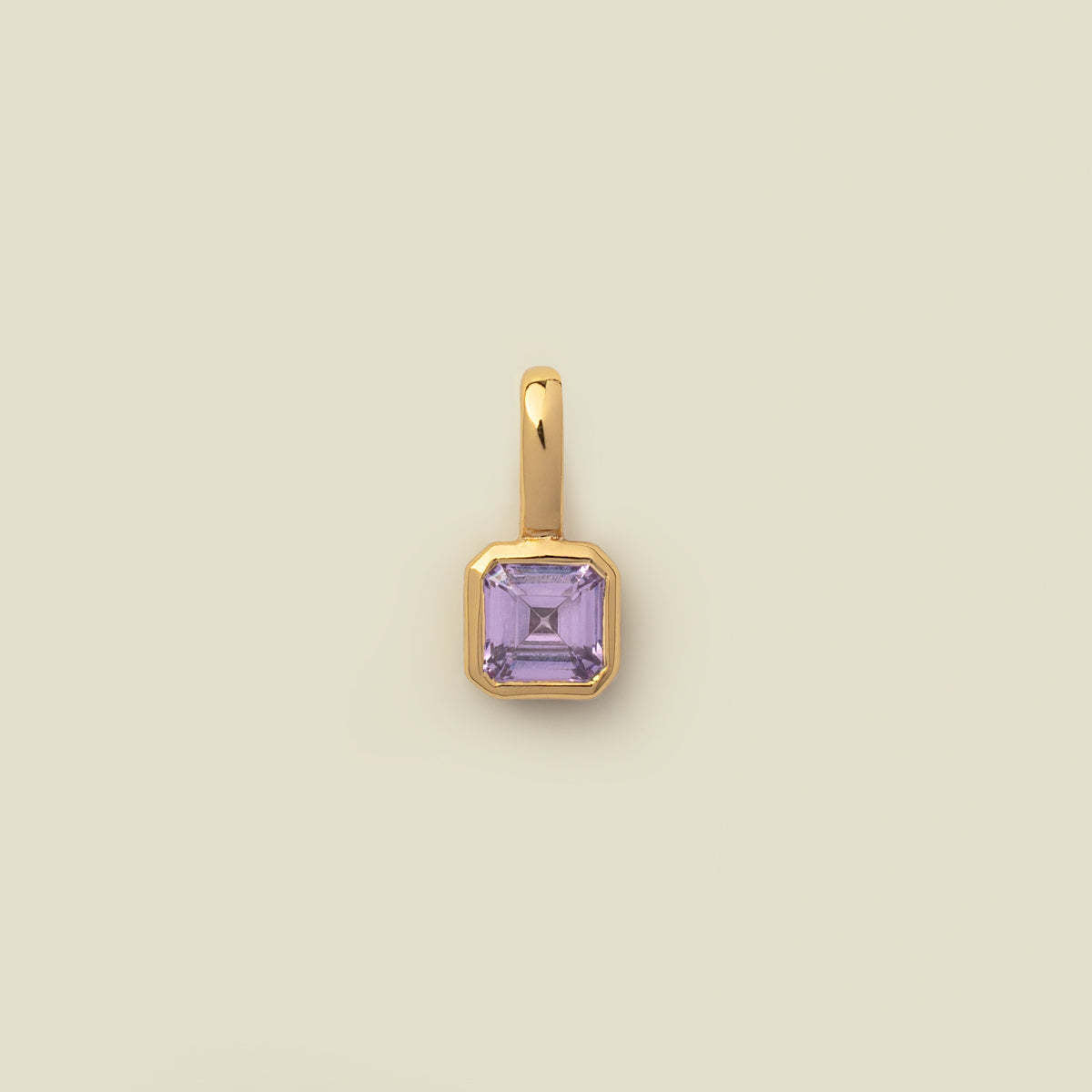 Minimalist Square Titanium Steel Gemstone Pendant with Cubic Zirconia Inlay Charm Bar for Women