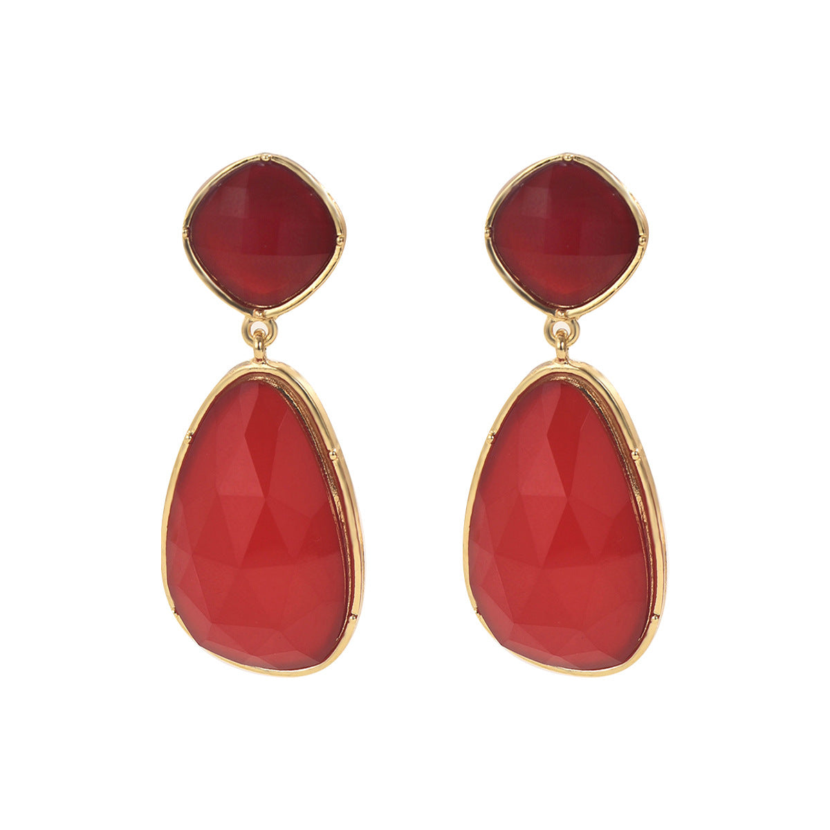 Pendientes de mujer geométricos de aleación de zinc con incrustaciones de piedras preciosas, aretes minimalistas de moda para la oficina
