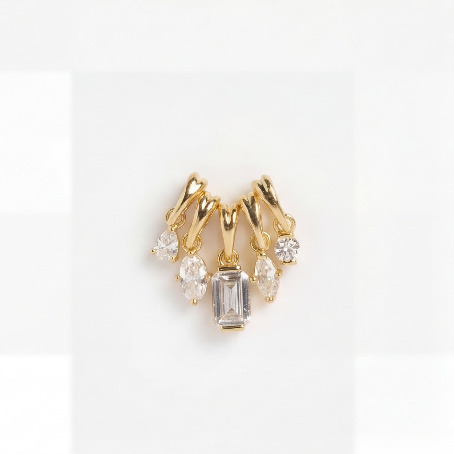Vintage Geometric Stainless Steel PVD Plated 18K Gold Birthstone Charm Bar for Women