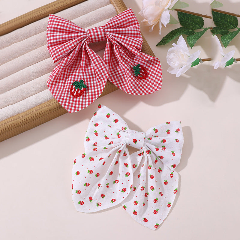 Natural Style Bow-Shaped Hair Clip for Kids Made of Fabric with Ruffled and Mesh Details Spring Clamp Hair Accessory
