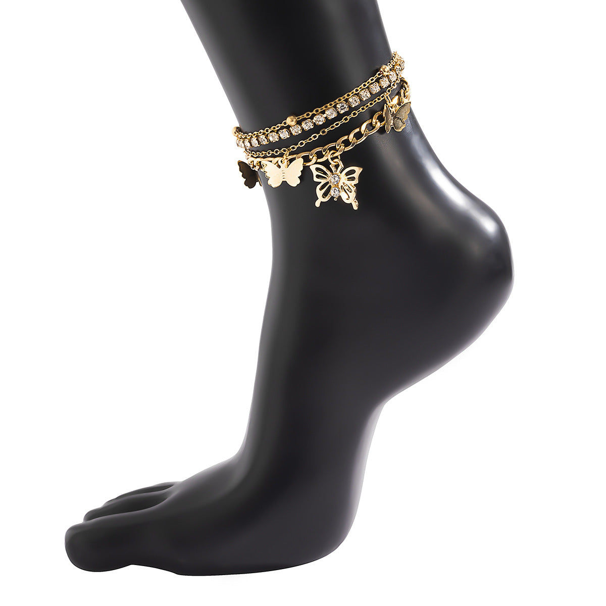 Cavigliera Vintage a Farfalla da Donna in Lega con Strass