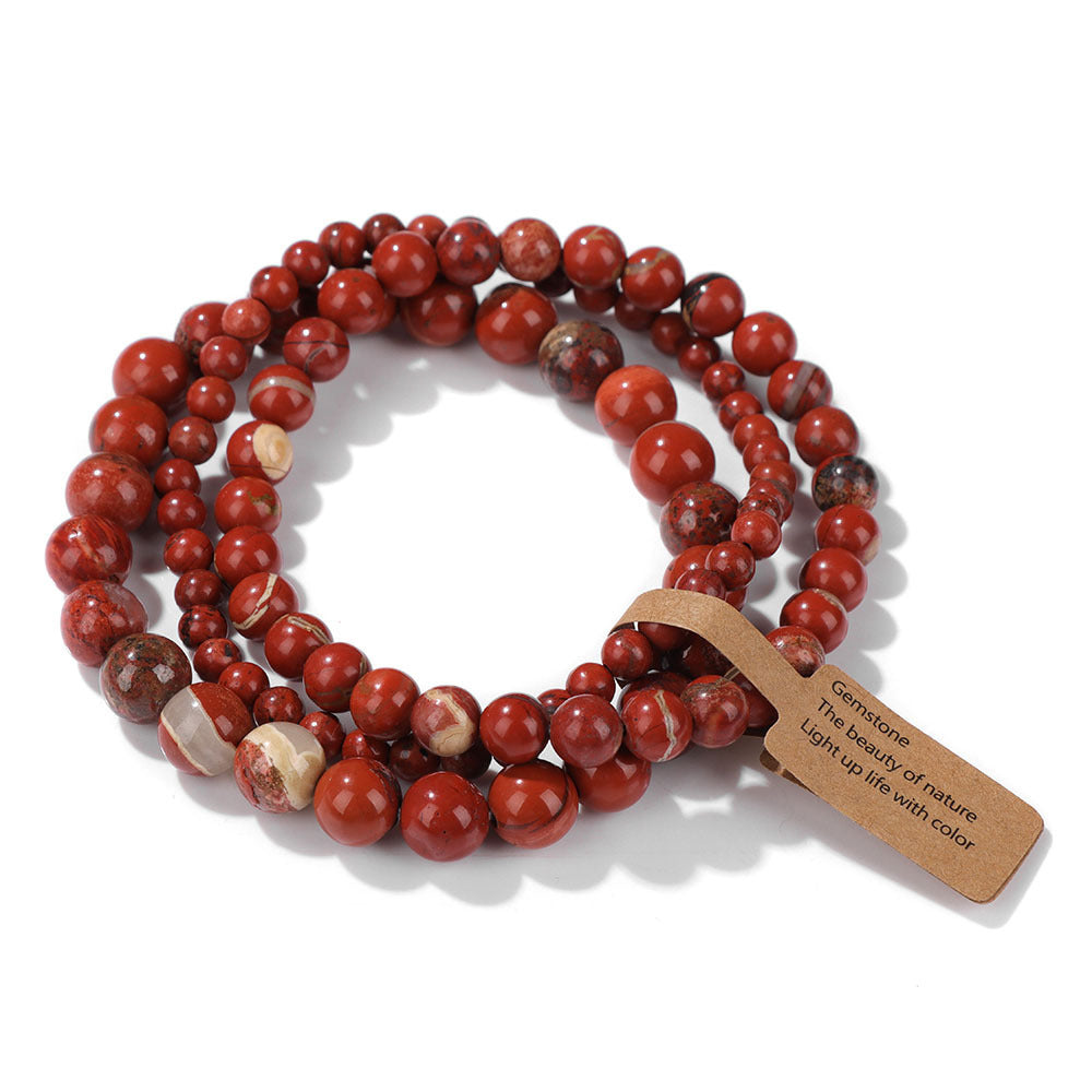 Vintage Minimalist Geometric Stone Beaded Stretch Bracelet Set Unisex Jewelry