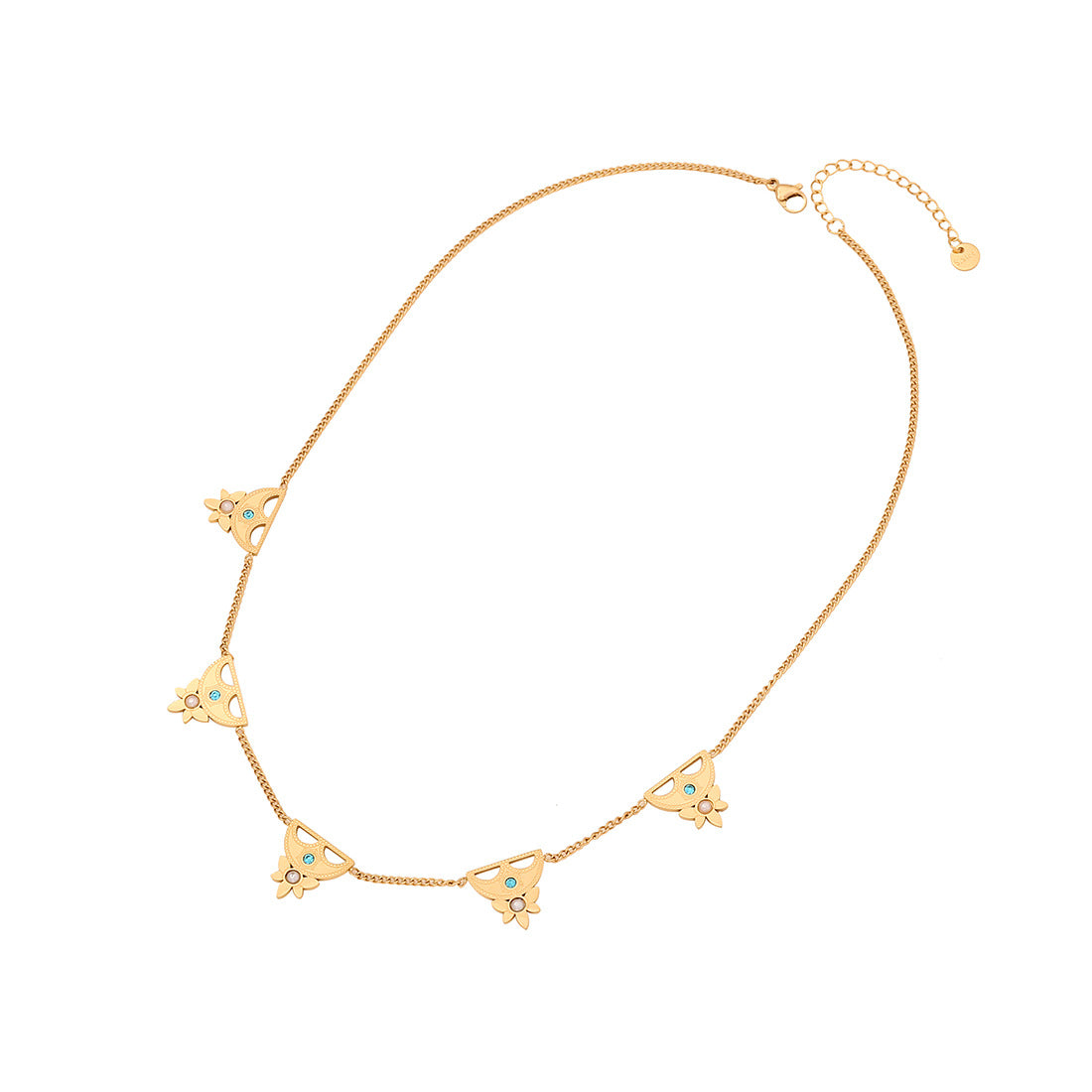 Fashionable Star and Moon Pendant Necklace in Stainless Steel with Plated Finish for Women
