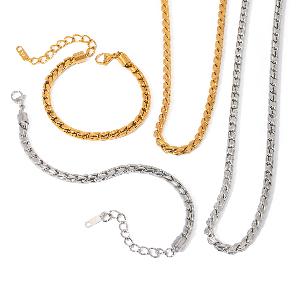 Minimalist Titanium Steel S-Link Necklace for Women Stainless Steel Electroplated Irregular Cold-Tone Jewelry