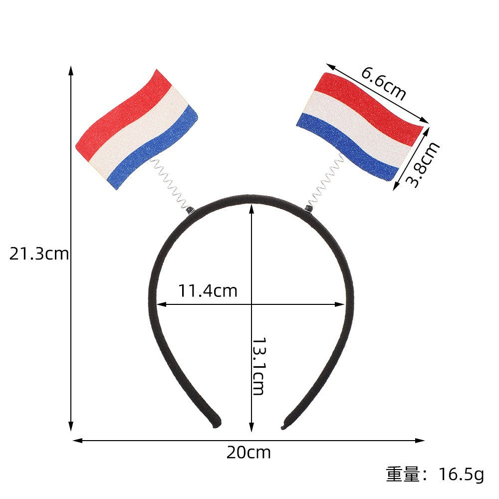 Fascia per capelli con bandiera nazionale in plastica dal design moderno e minimalista, per tifosi, feste e decorazioni, unisex