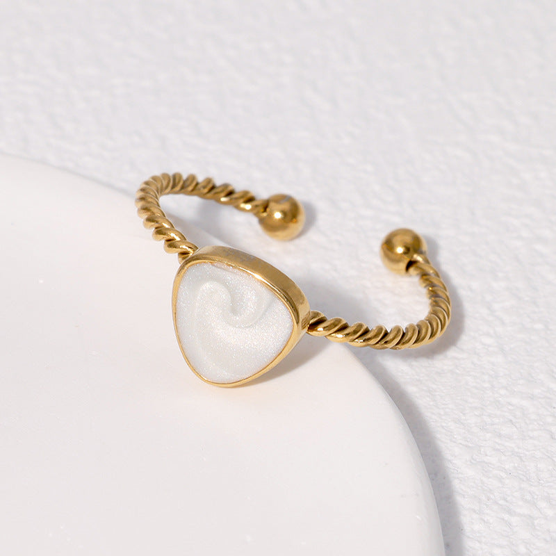 Anello da donna minimalista geometrico in acciaio inossidabile placcato oro, fascia aperta regolabile, anello alla moda
