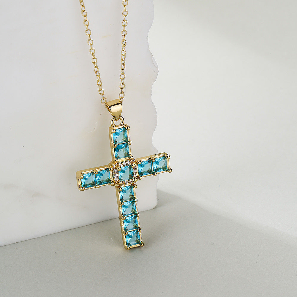 Minimalist Geometric Pendant Necklace for Women Copper Base with Real Gold Plating and Zircon Accent