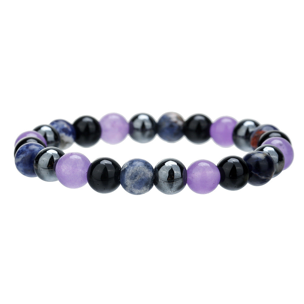 Bohemian Ethnic Natural Agate Crystal Round Beaded Stretch Bracelet