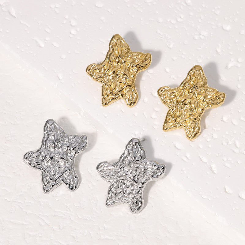 Pendientes minimalistas de titanio y acero para mujer, con formas geométricas de corazón y flores, de acero inoxidable galvanizado en tono frío, joyas de moda para la oreja