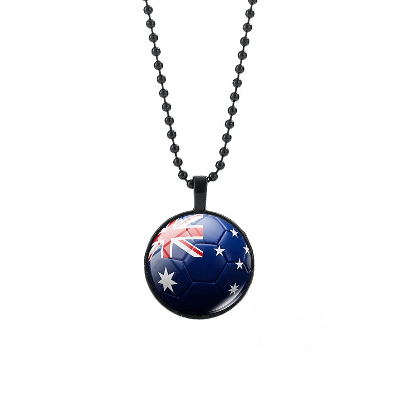 Collana Unisex Casual con Pendente Rotondo Geometrico di Cristallo e Catena a Sfera Placcata in Lega