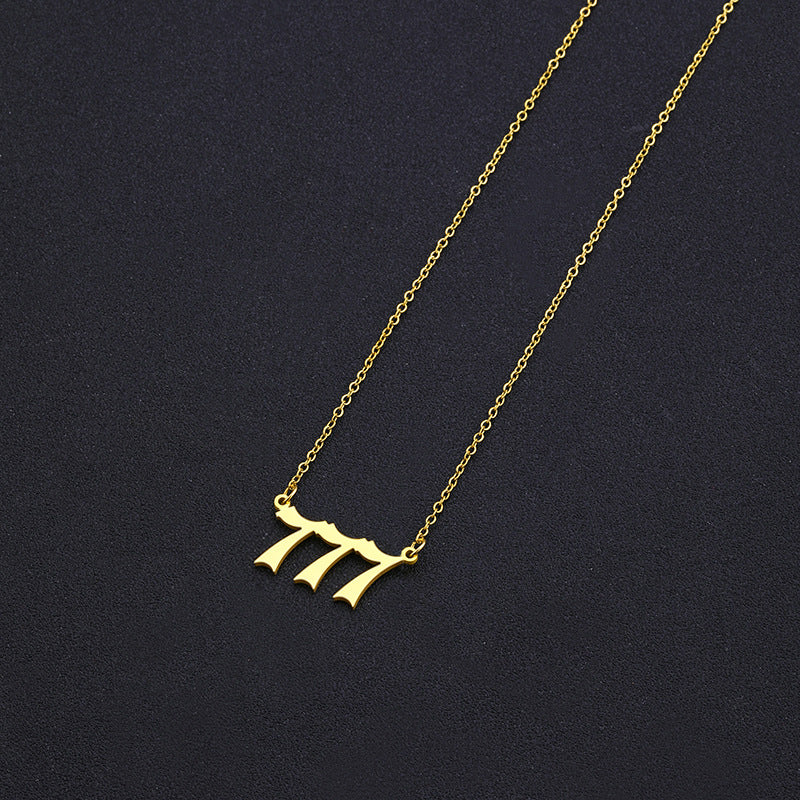 Collana con Ciondolo Numerico Geometrico in Acciaio Inossidabile Minimalista da Donna con Finitura Placcata e Catena a O