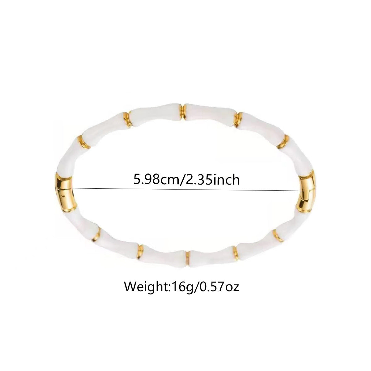 Pulsera de acero inoxidable chapado en oro de 18 quilates con bambú, estilo casual de moda