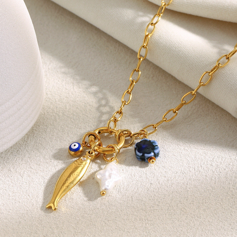 Minimalist Animal-Shaped Stainless Steel Pendant Necklace with 18K Gold Plating on O-Chain for Women