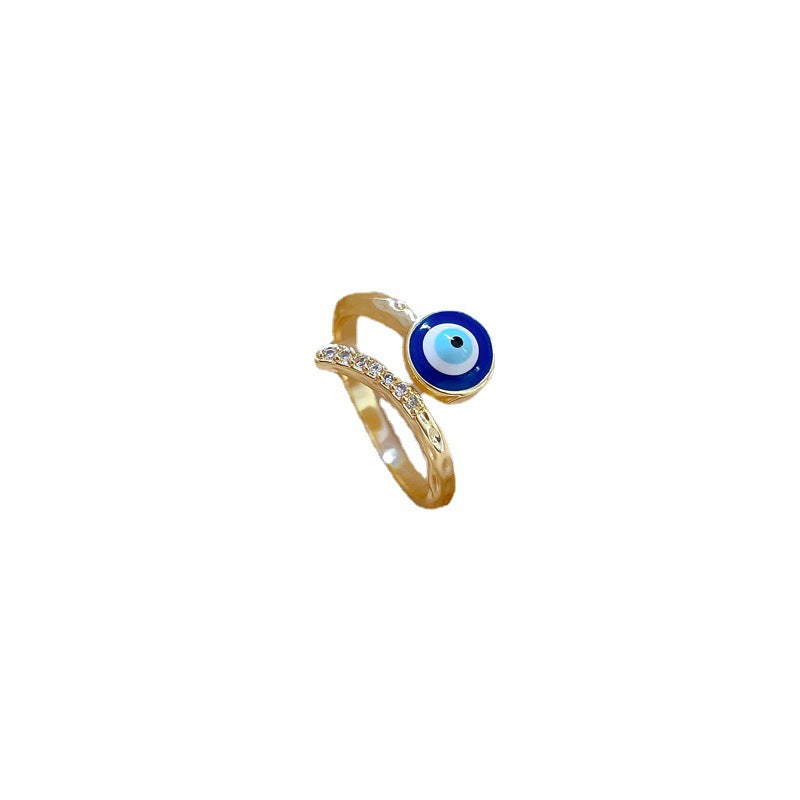 Adjustable Crown-Shaped Rhinestone Ring for Women Brass Plated Cartoon Fresh and Sweet Style