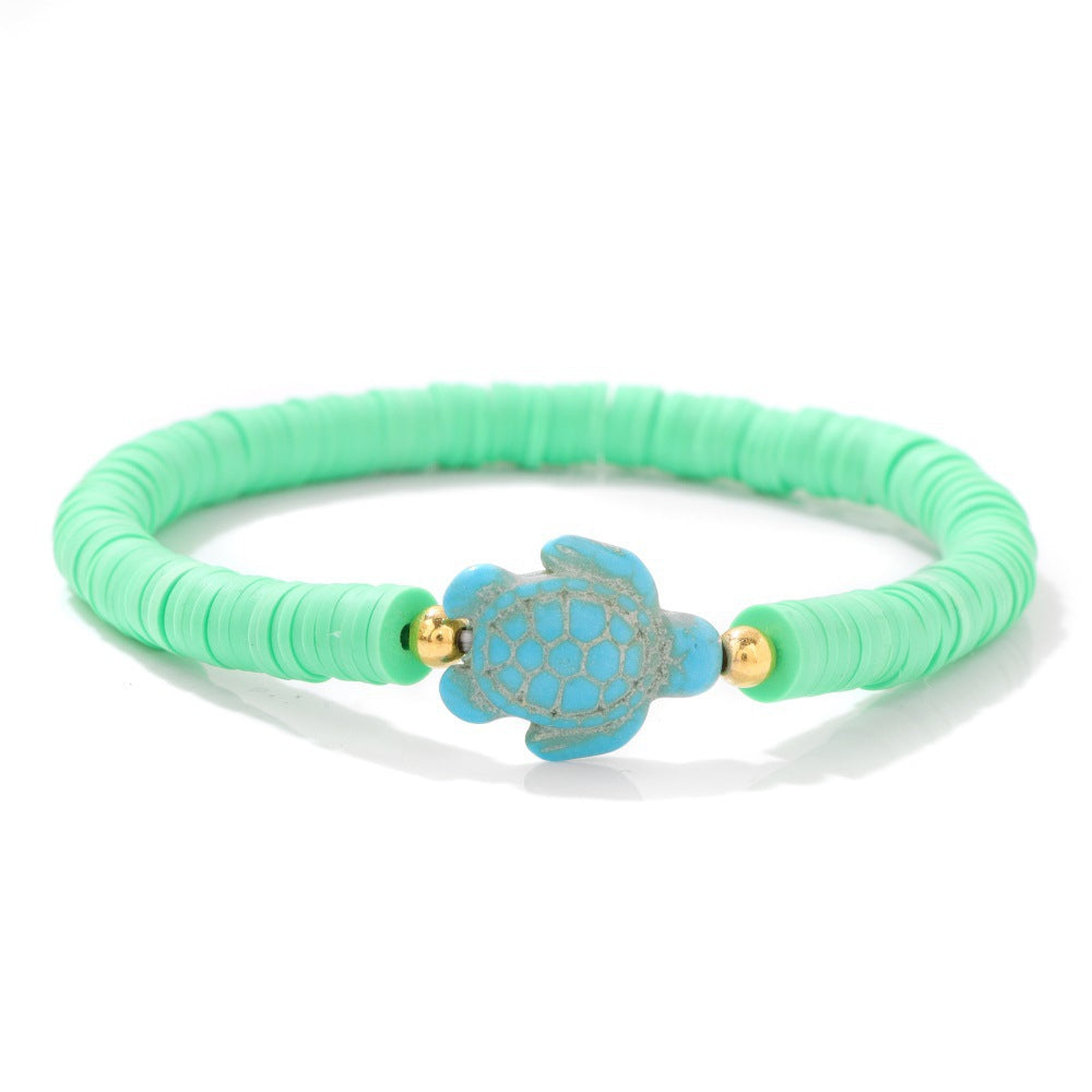Bohemian Turquoise Turtle Resin Bracelet Unisex Handmade Elastic Bangle