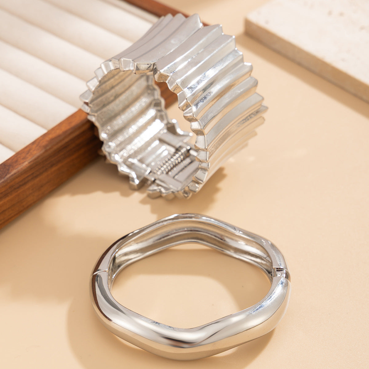 Punk Oval Plated Alloy Wide Cuff Bracelet for Women