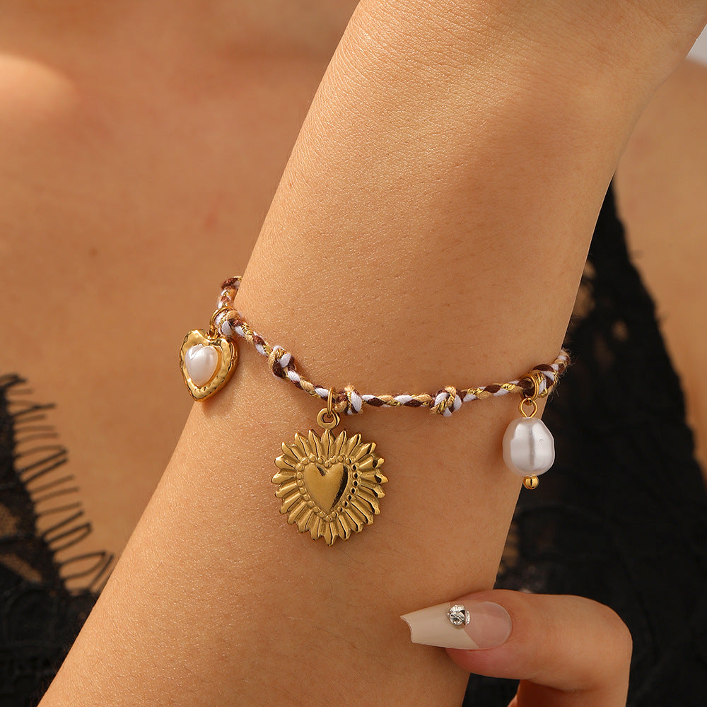 Bohemian Vintage Gold Plated Stainless Steel Charm Bar with Floral Star Moon Elements for Women