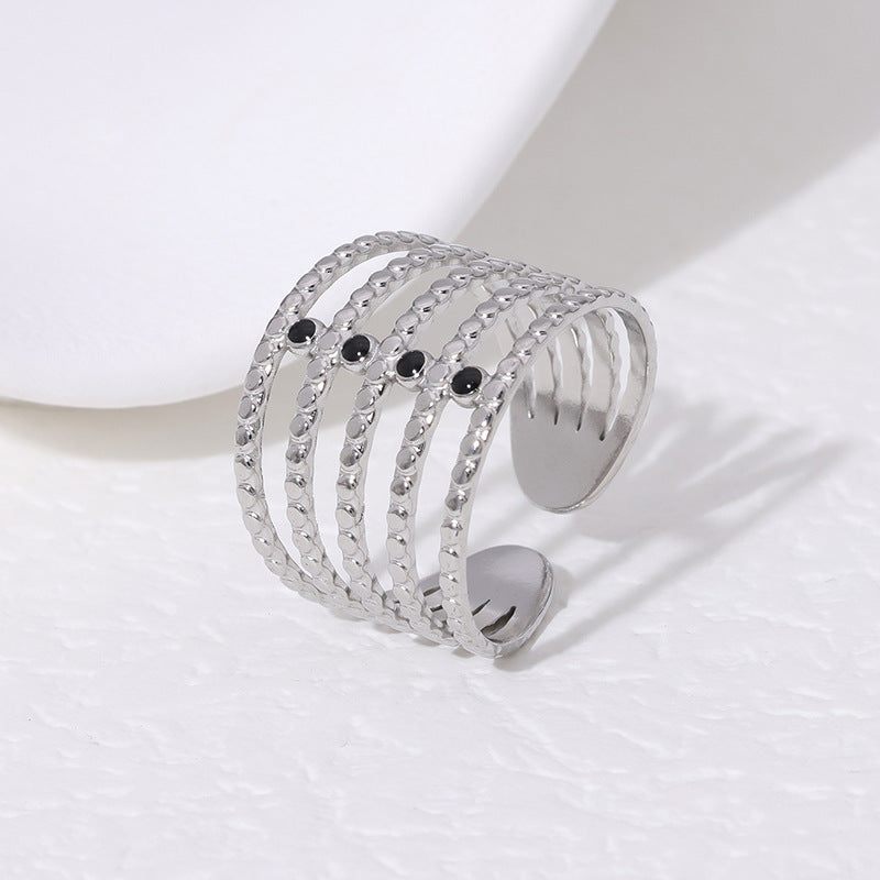 Minimalist Geometric Open-Ended Stainless Steel Ring with 18K Gold Plating for Women