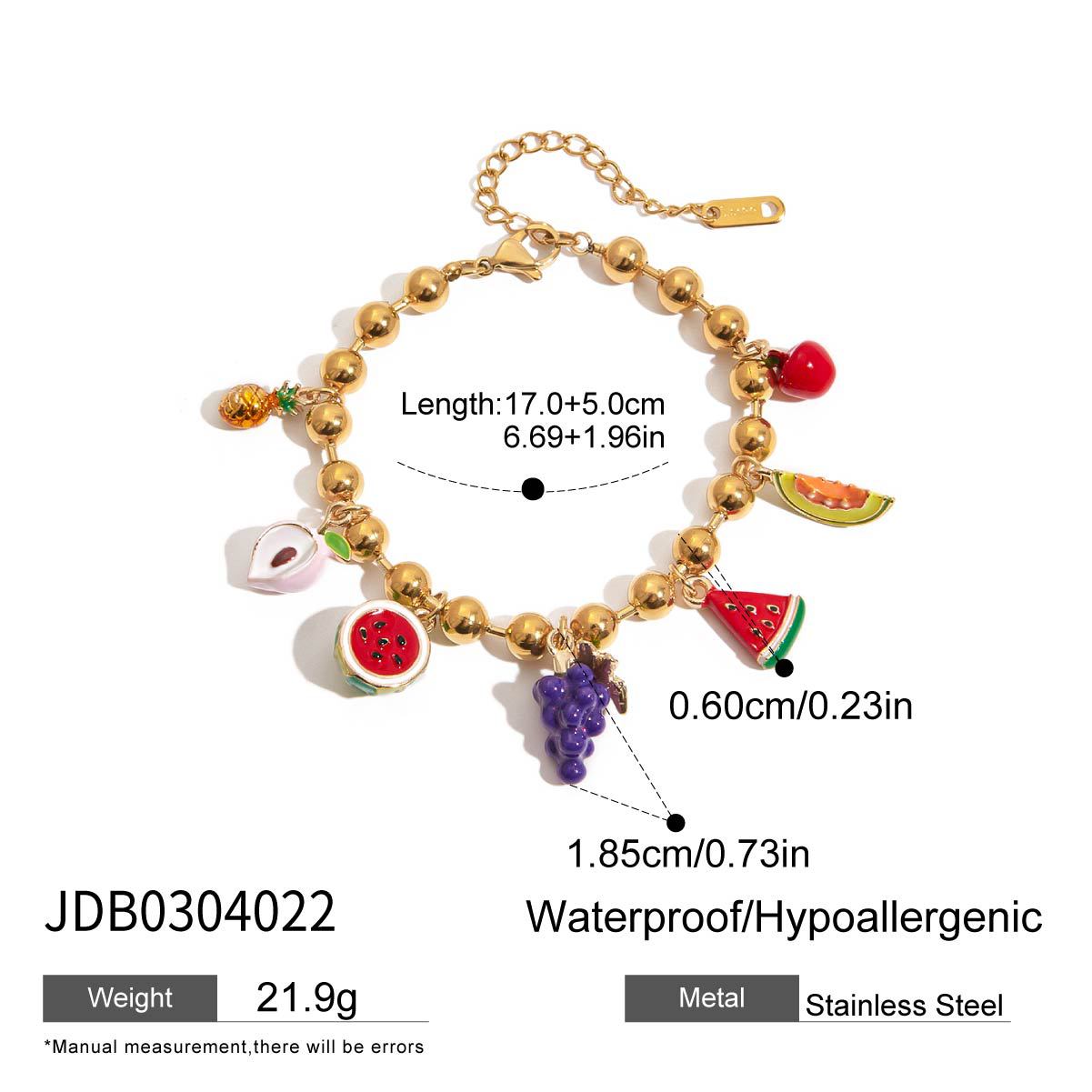 Luxury Casual Fruit Pattern Plated Stainless Steel Titanium Steel Necklace Bracelet Set for Women