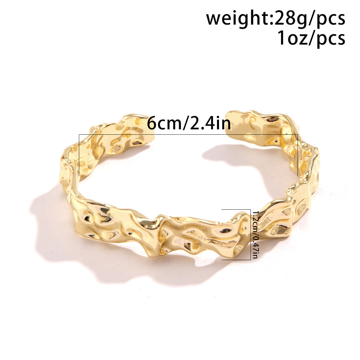 Irregular Textured Wrinkled Lava-Style Alloy Bracelet for Women with Electroplated Finish