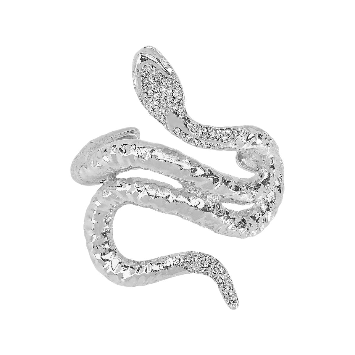 Pulsera de aleación con forma de serpiente enroscada irregular con incrustaciones de pedrería y acabado chapado para mujer