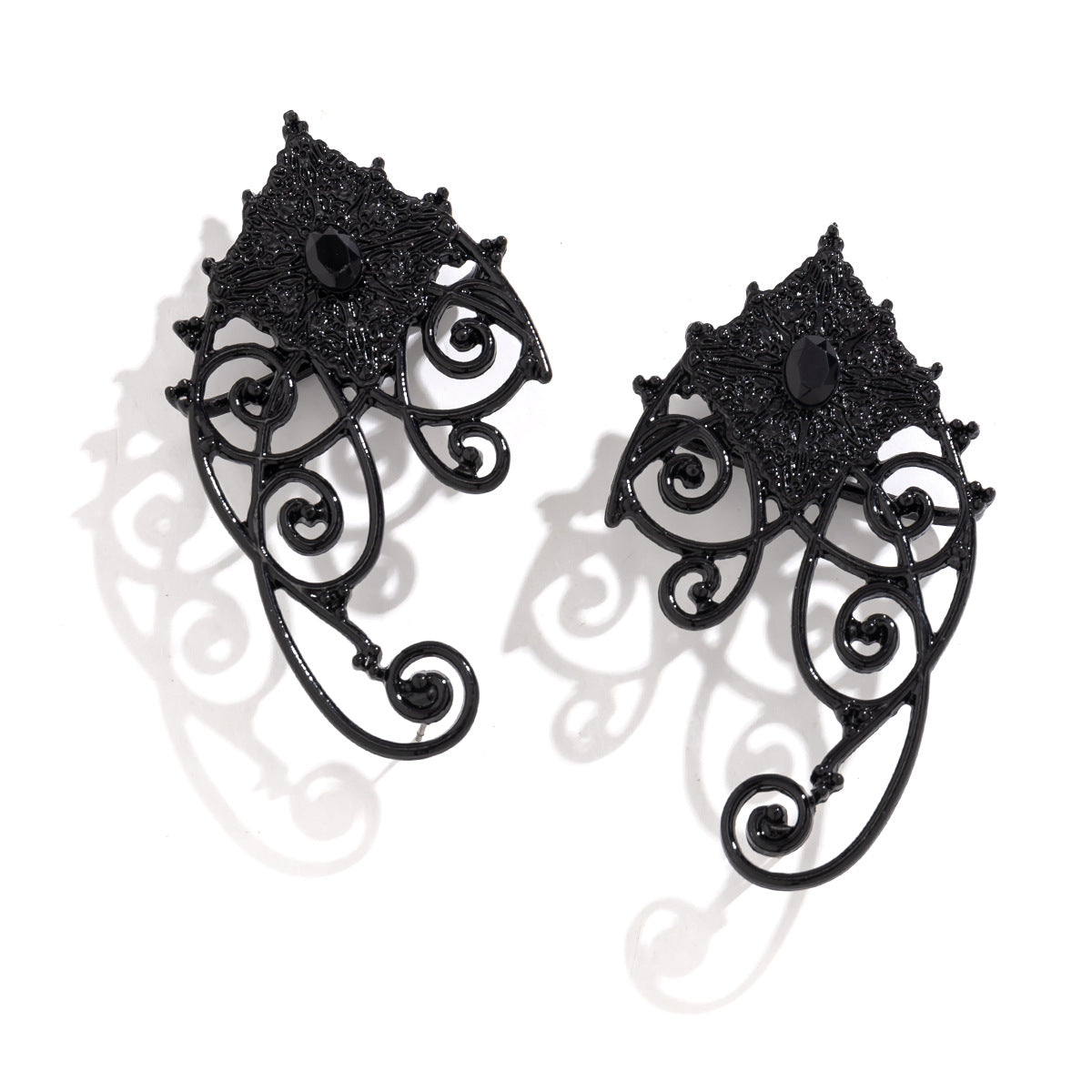 Sweet and Edgy Gothic Style Irregular Geometric Ear Cuffs with Rhinestone Inlay for Women