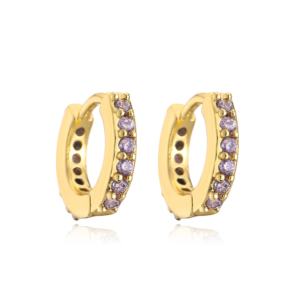 Minimalist Geometric Hoop Earrings for Women in Copper with Micro-Pave Setting