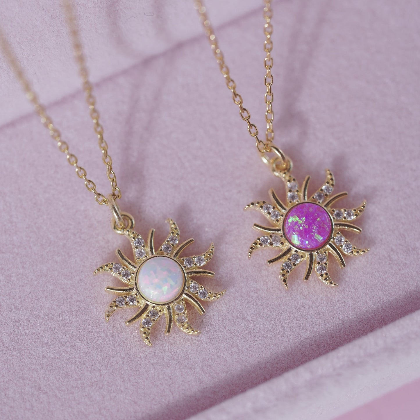 Retro Artistic Geometric Opal Pendant Necklace with Micro-Paved Zirconia on Copper Chain for Women