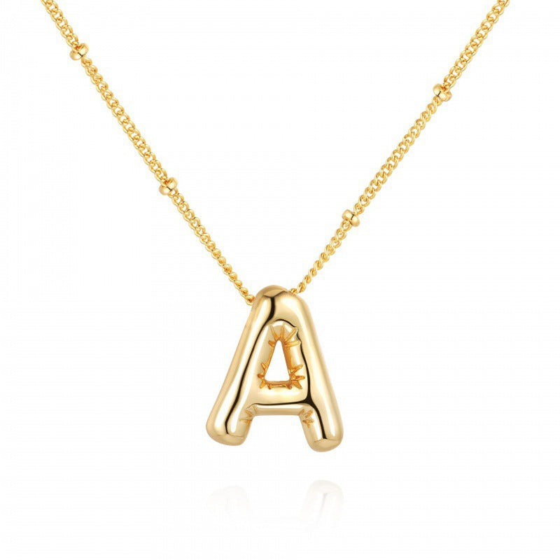 Gold Plated Brass Letter Pendant Necklace for Women