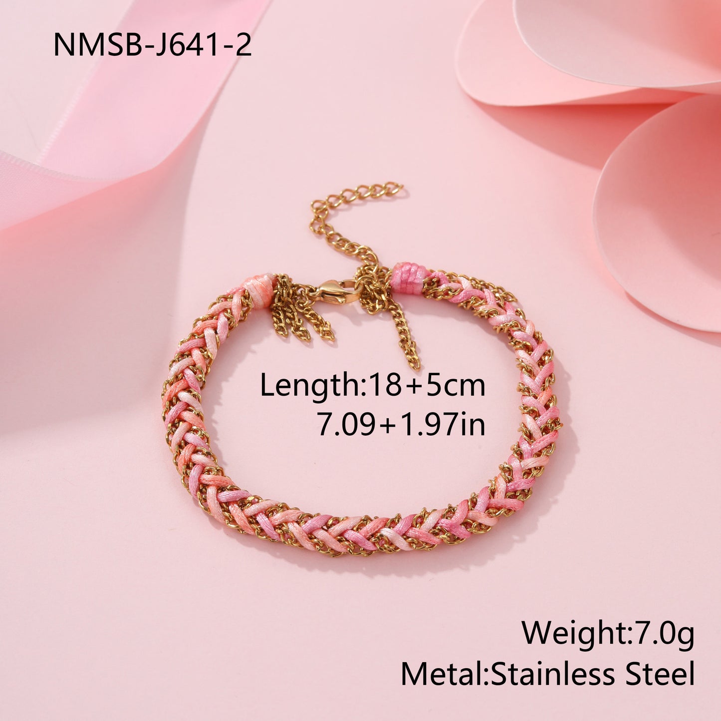 Fashionable Geometric Stainless Steel Braided Rope Bracelet with Tassel and Plated Finish for Women
