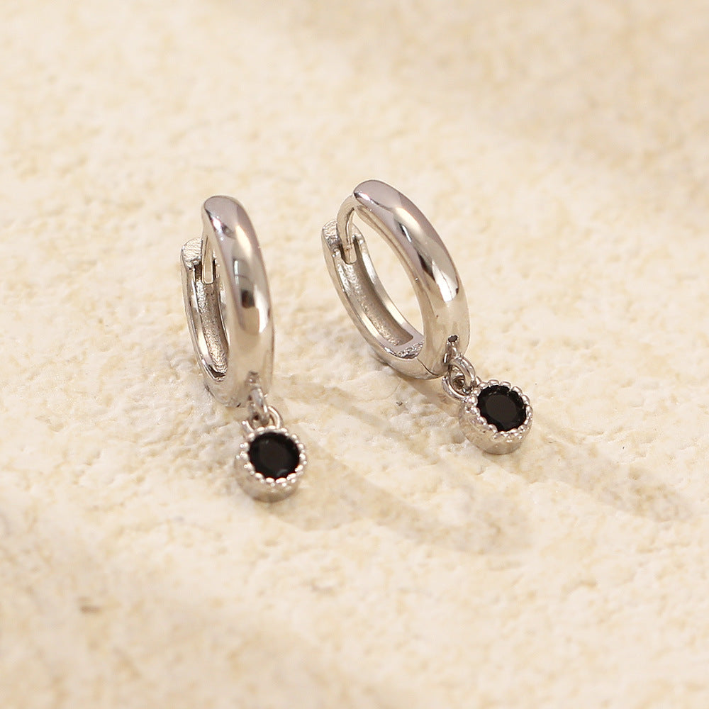 Luxury 925 Sterling Silver Geometric Round Plated Cubic Zirconia Hoop Earrings for Women