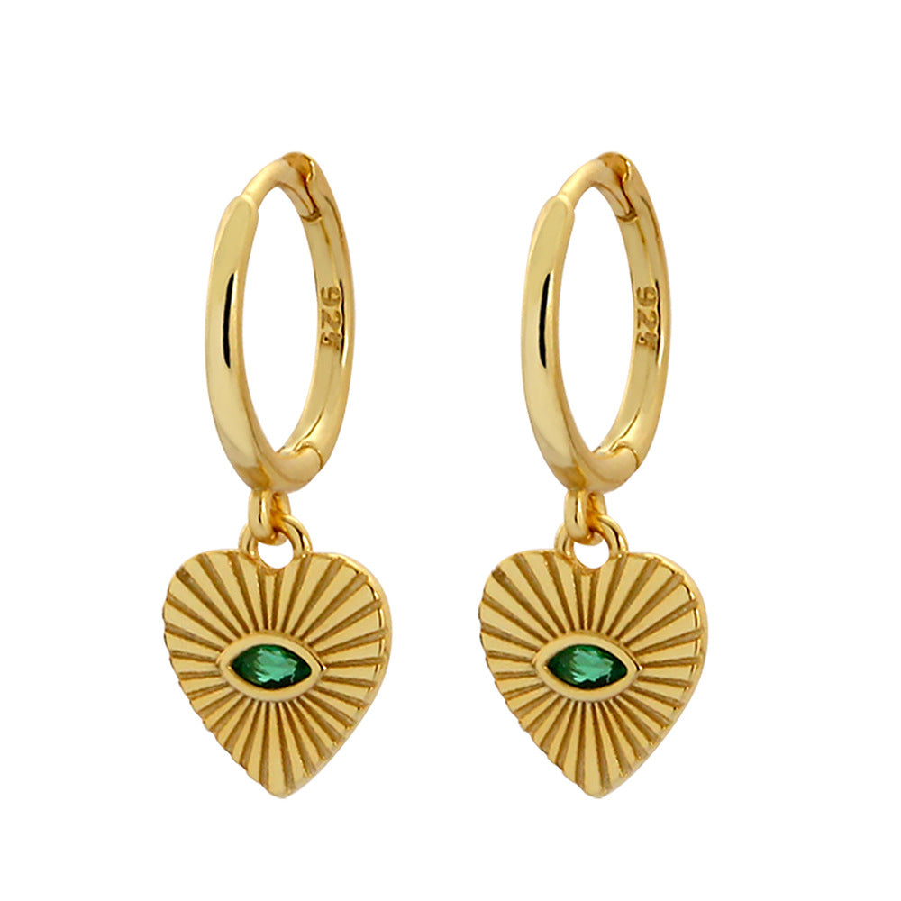 Orecchini a Cuore in Argento Sterling 925 Placcato con Strass