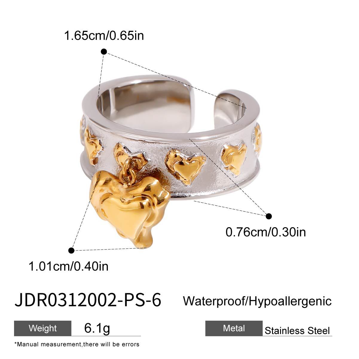 Elegante Anillo de Acero Inoxidable con Corazón Geométrico para Mujer