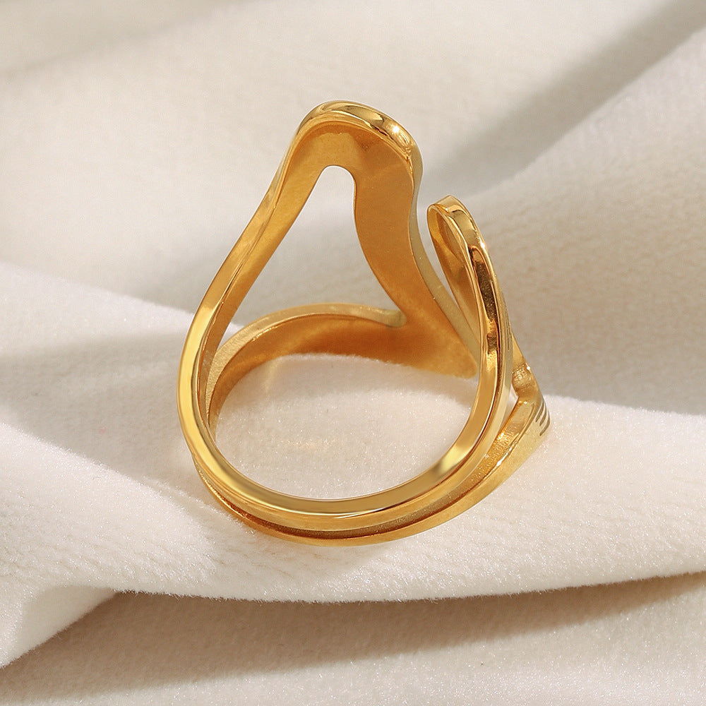 Anello Minimalista Geometrico in Acciaio Inossidabile Placcato Oro 18K da Donna