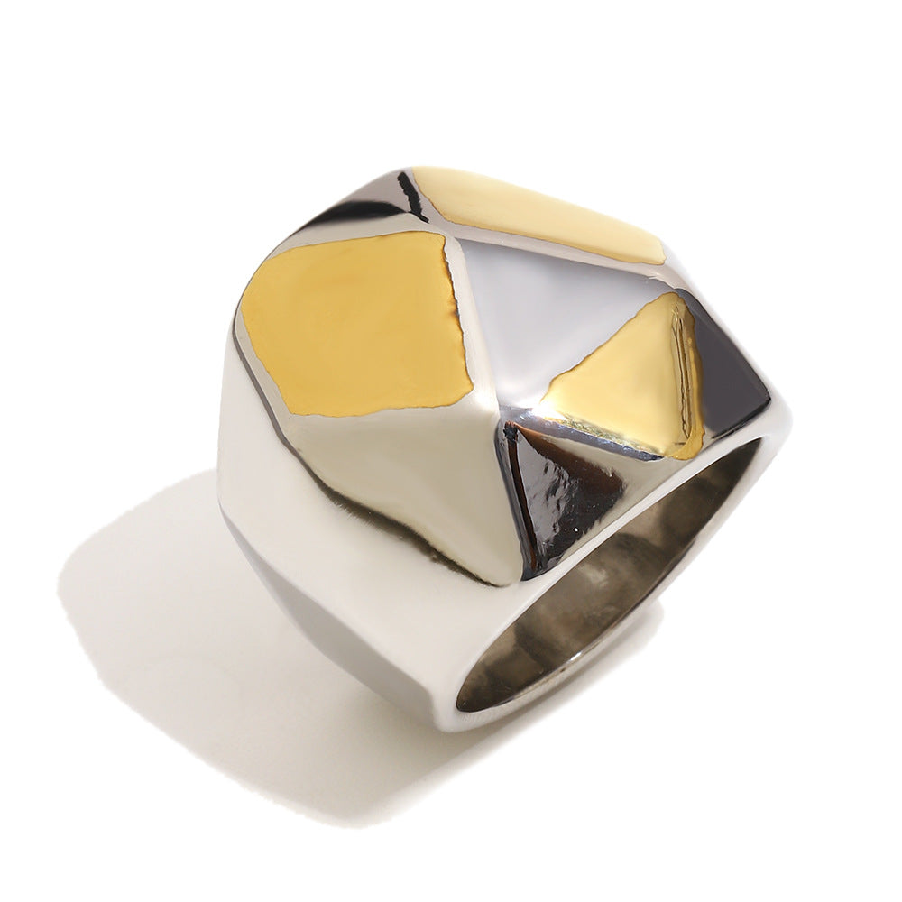 Anello geometrico minimalista da donna in acciaio inossidabile con placcatura in oro 18K