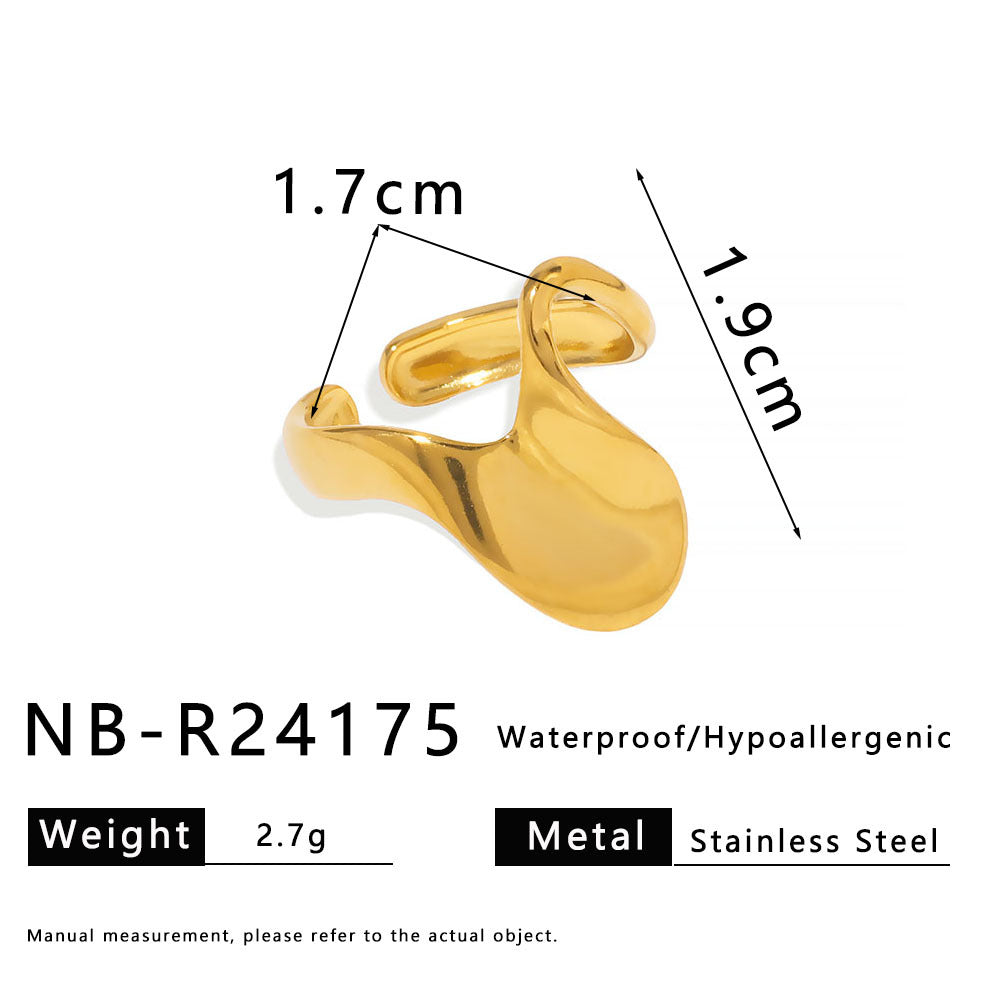 Anello in Acciaio Inox a Torsione Geometrica con Superficie Testurizzata per Gioielli di Moda Unisex Ipoallergenici