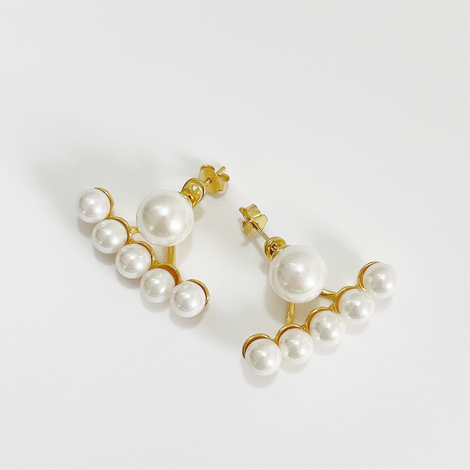Sweet Elegant 925 Sterling Silver Teardrop Pearl Inlay Earrings