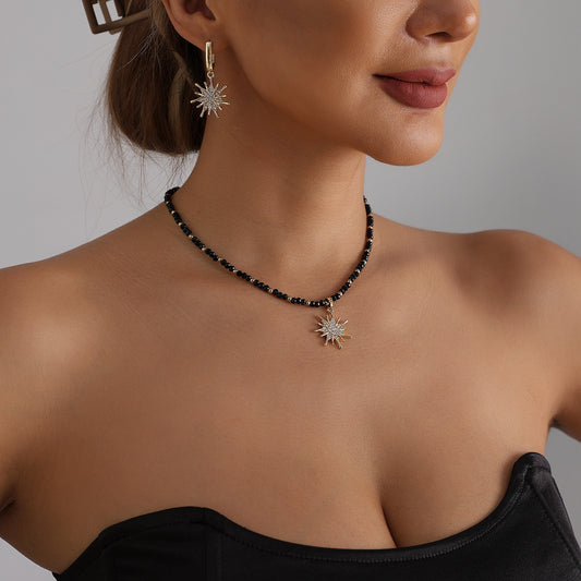 Heart Geometric Alloy Plated Necklace Set for Women