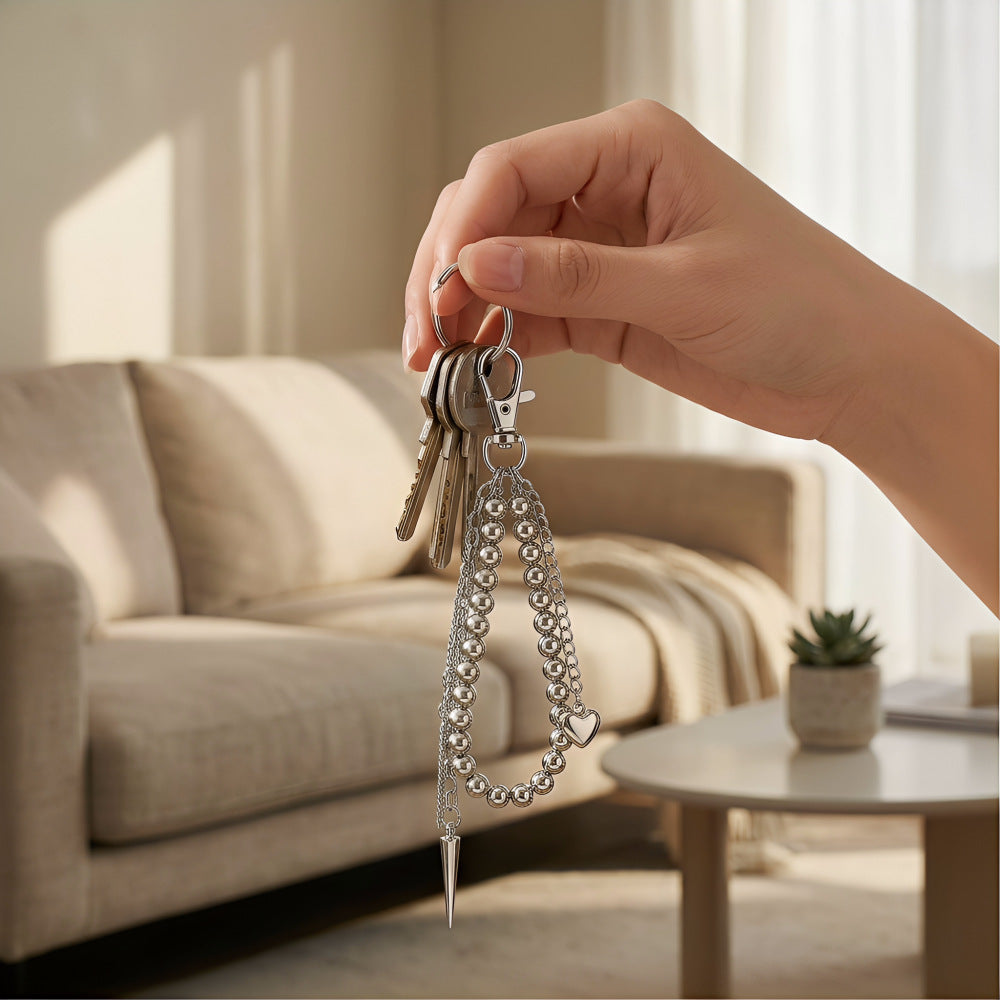 Minimalist Sweet Heart Teardrop Acrylic Keychain with Plated Finish for Women