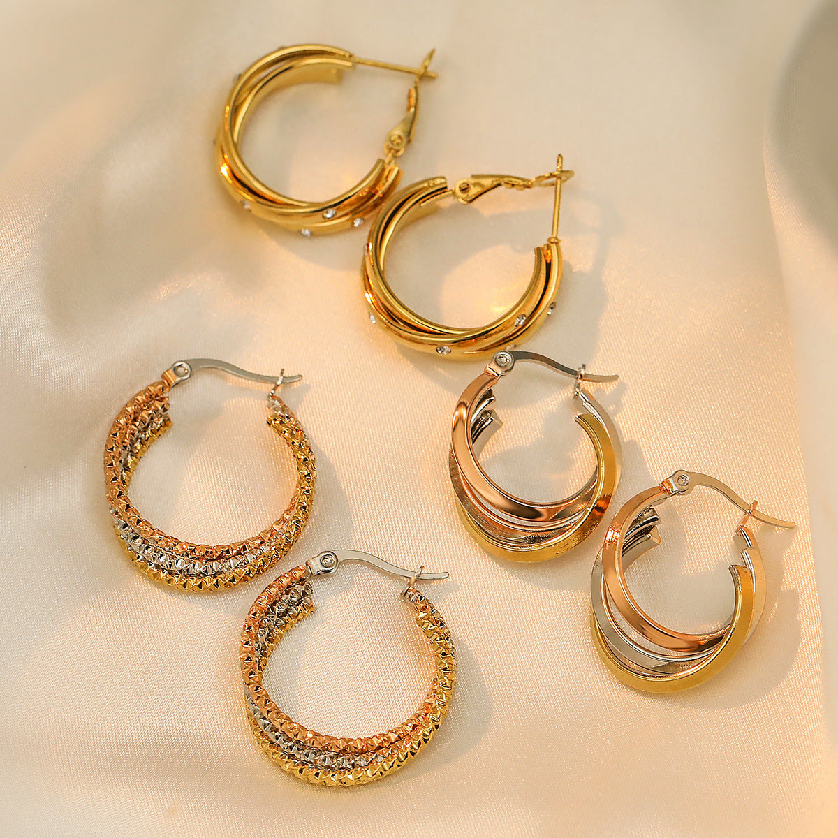 Minimalist Geometric Titanium Steel Ear Cuffs for Women with 18K Gold Plating Vintage-Inspired Design