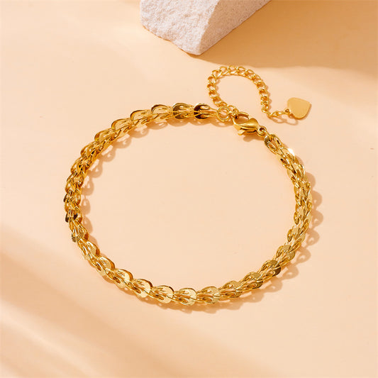 Pulsera de cadena de cola de pluma de acero inoxidable chapado en oro, minimalista y a la moda para mujer