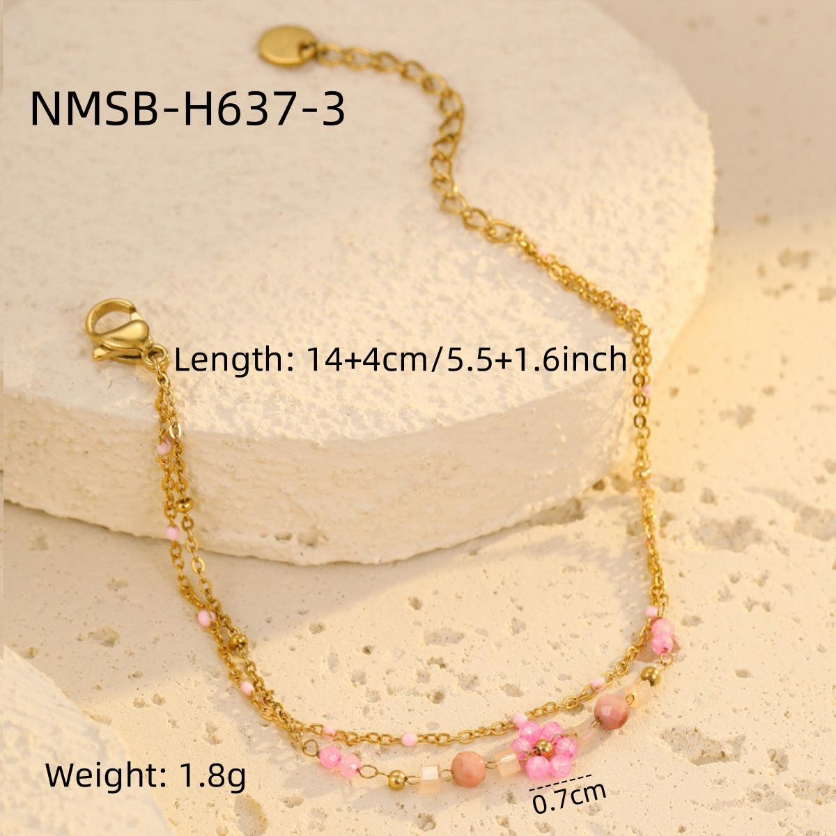 Fashionable Women's Beaded Bracelet with Colorful Flower Charms Stainless Steel Plated for Elegant Casual Wear